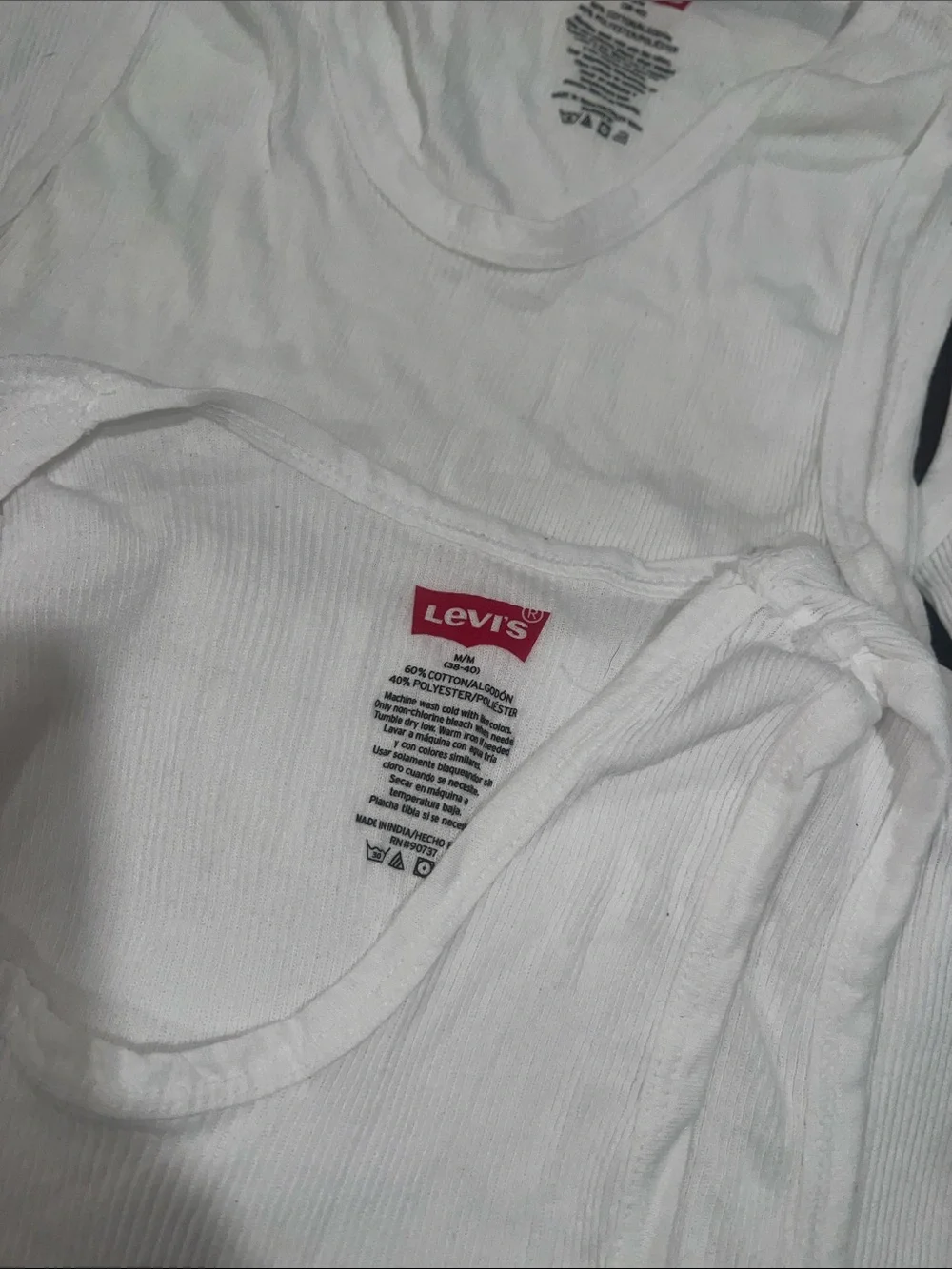Levi's Kids White Ribbed Tank Tops - Pack of 5